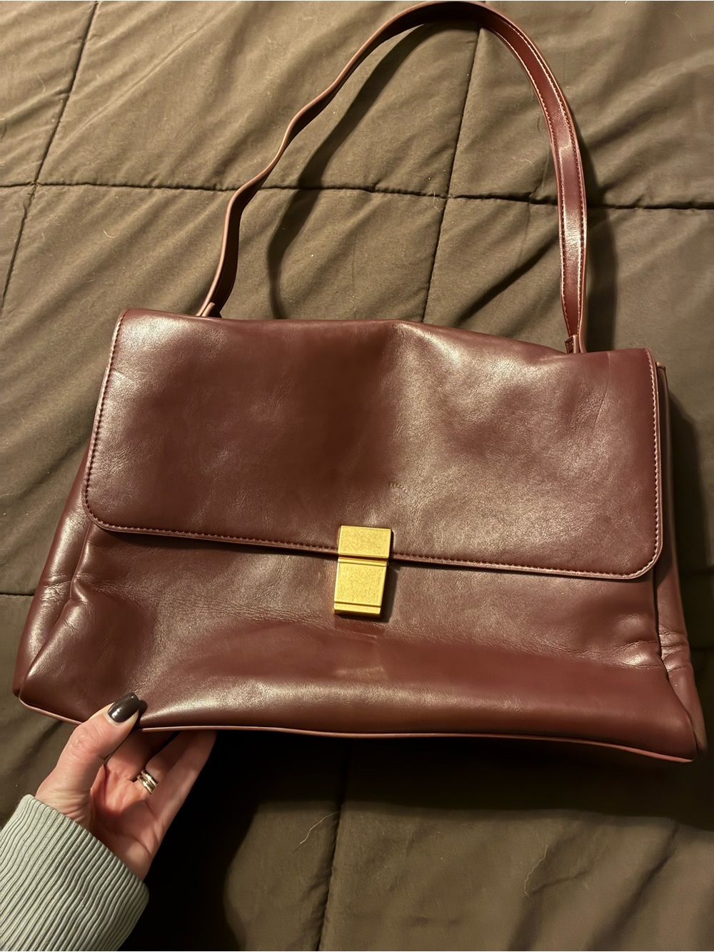 Deep Burgundy Leather Shoulder Bag